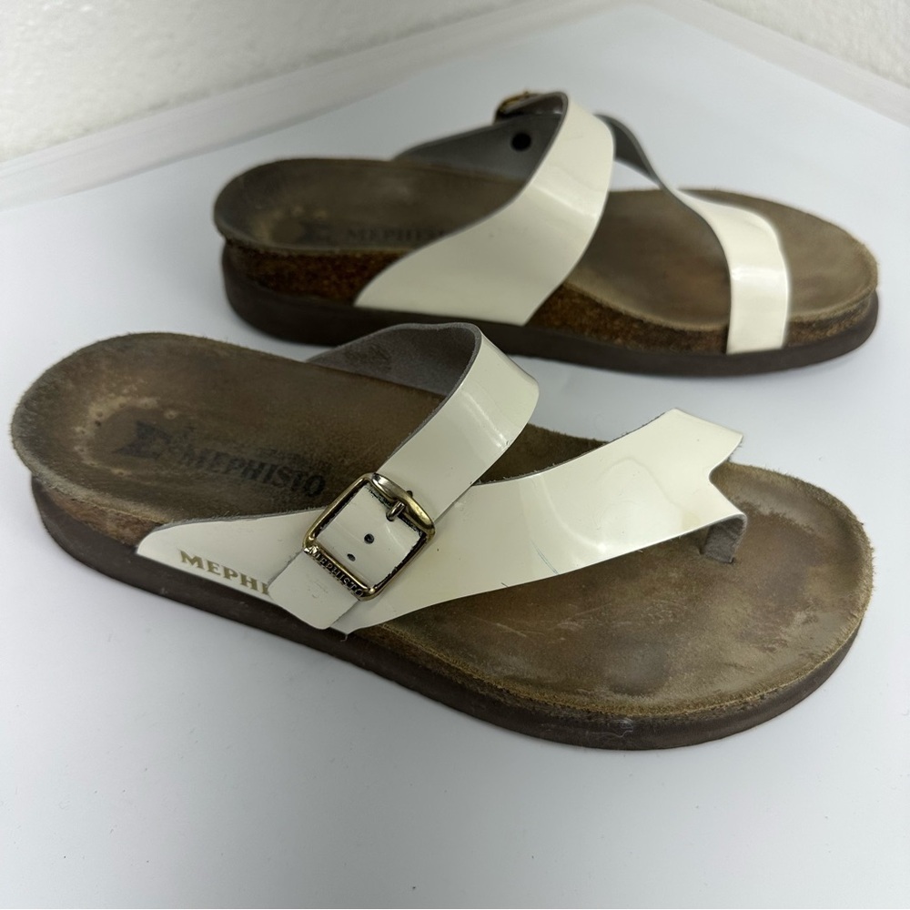 Mephisto Helen Relax Air Patent Leather Sandals size 41 Womens US 10 Off white